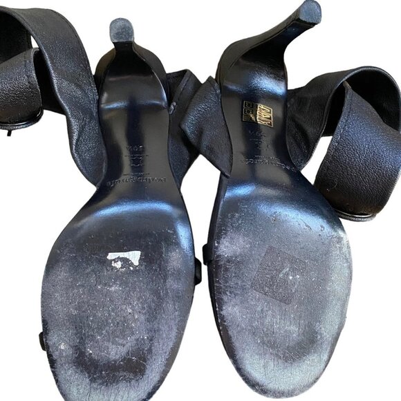 Pedro Garcia Black Leather Abby Jeweled Statement Buckle Heels - Picture 7 of 8